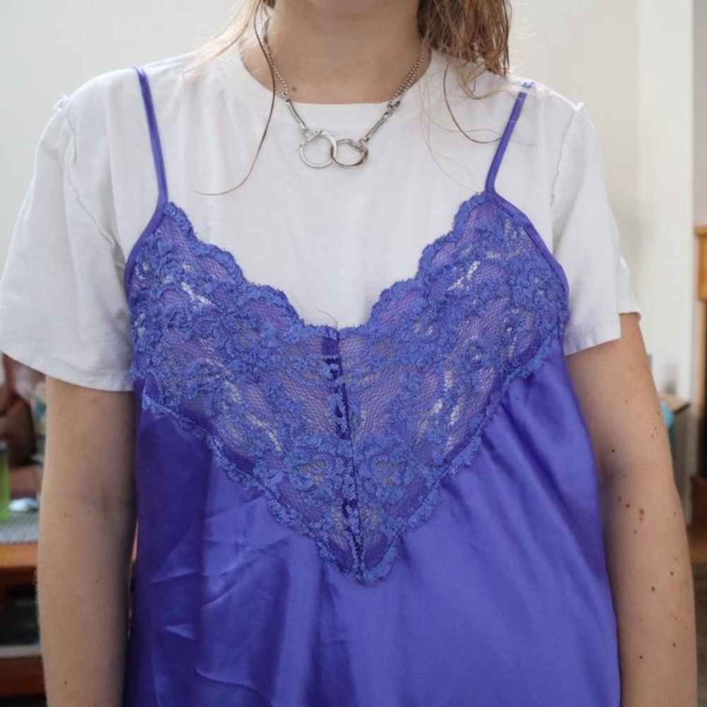 Purple lingerie lace slip dress intimate moods medium